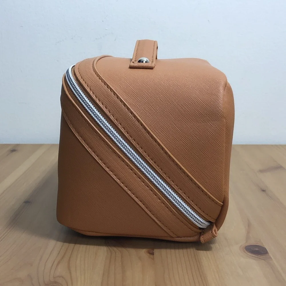 BOYATU Cosmetic Travel Makeup Toiletry Tote Bag Set of 3 Brown Waterproof